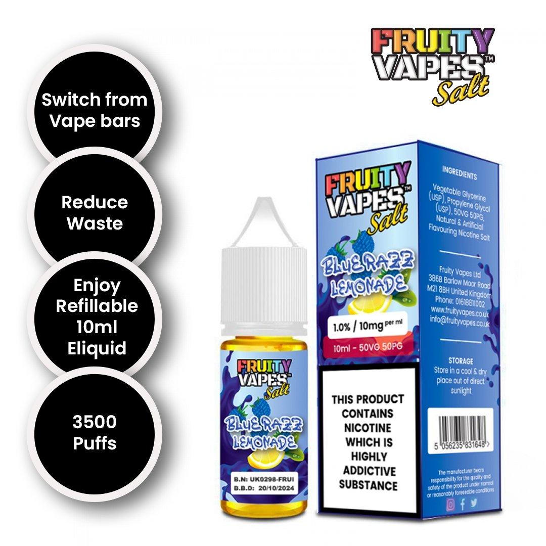 Fruity Vapes Salt 10ml Nic Salts Box of 10 - Bulk Vape Wholesale