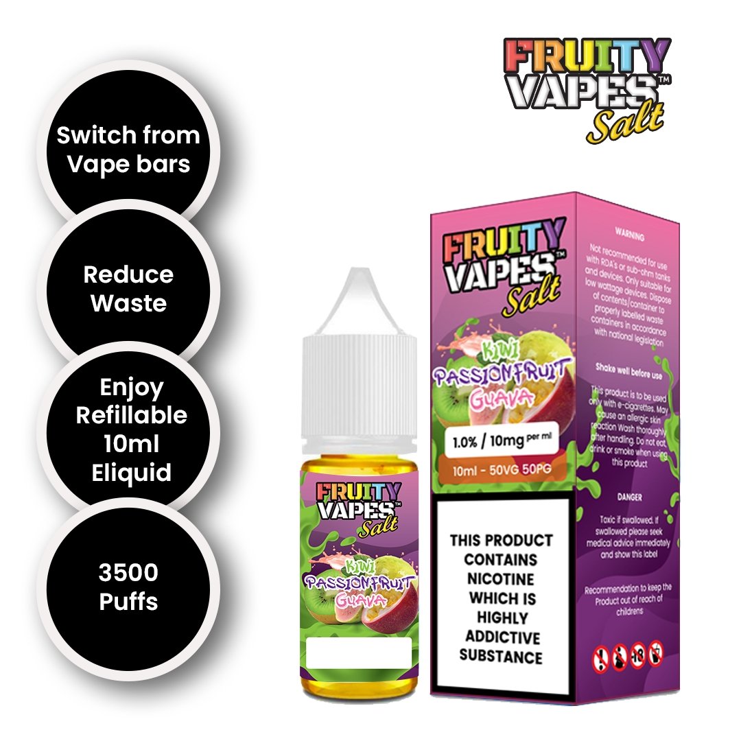 Fruity Vapes Salt 10ml Nic Salts Box of 10 Passion Fruit Guava