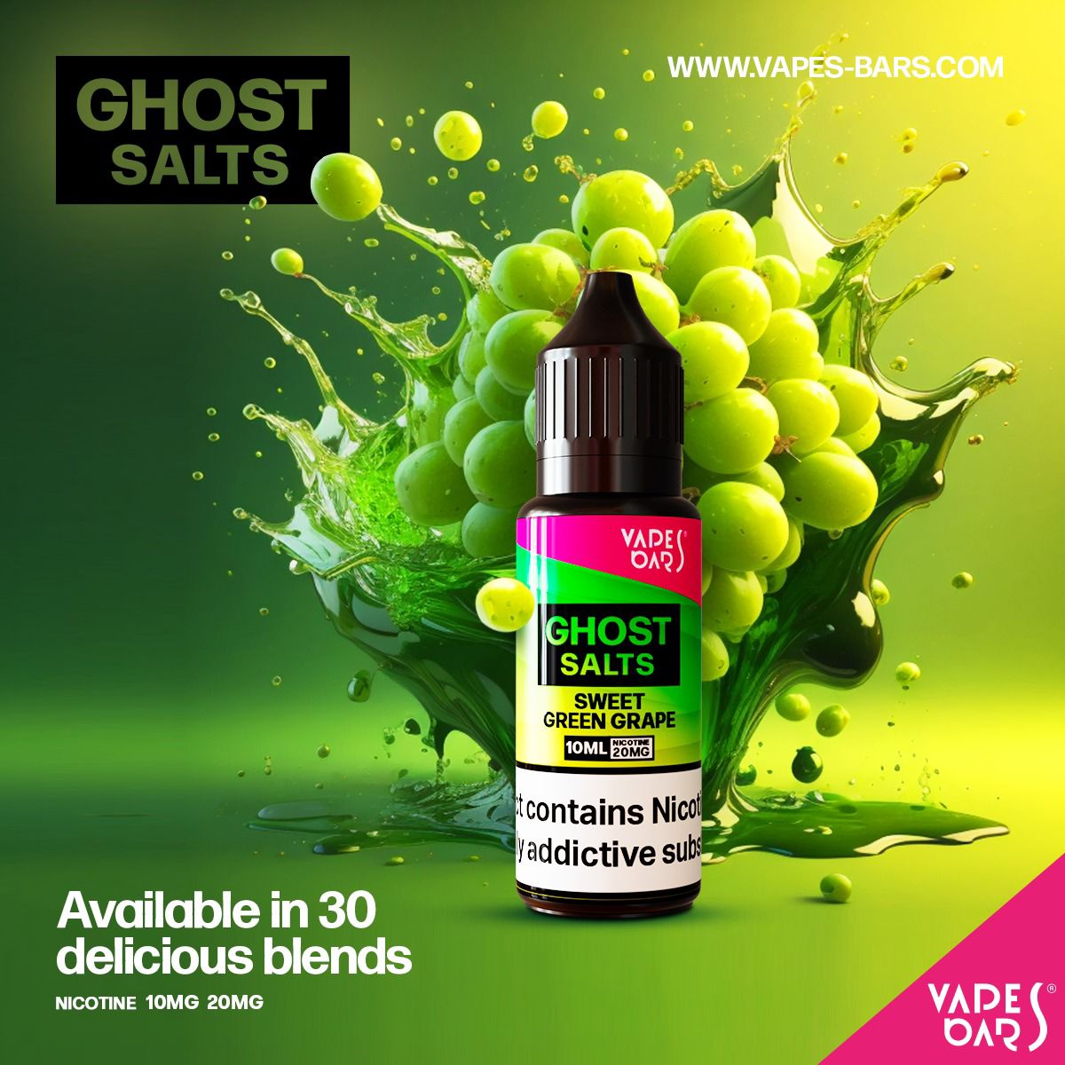 GHOST 3500 Nic Salts 10ml - Box of 10 Sweet Green Grape