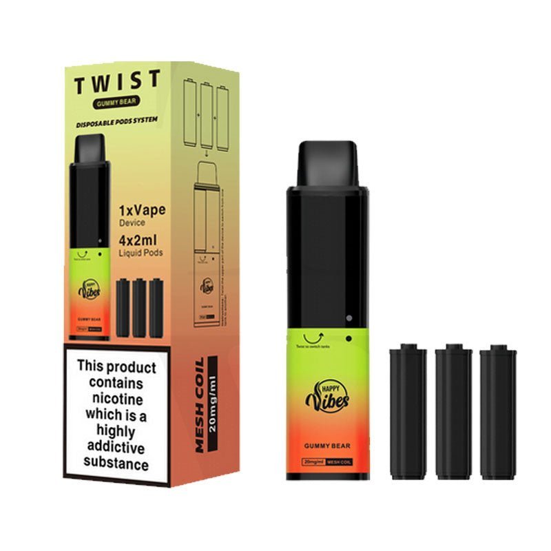 Happy Vibes Twist 2400 Disposable Vape Pen Box of 5 - Bulk Vape Wholesale