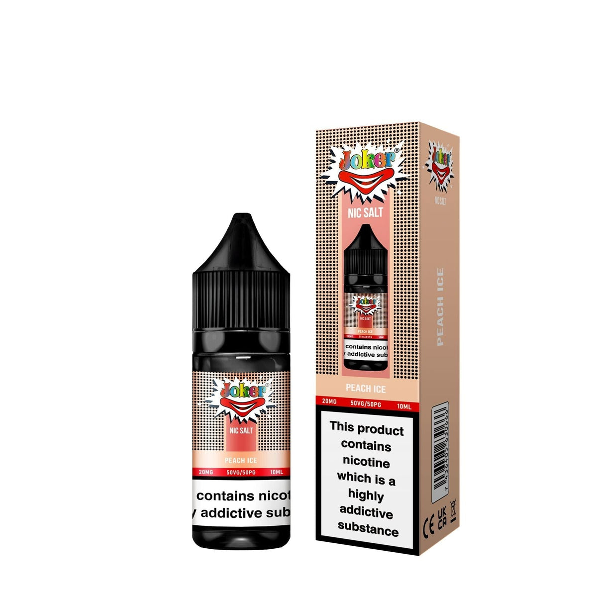 Joker Nic Salt 10ml E - liquids - Box of 10 Peach Ice