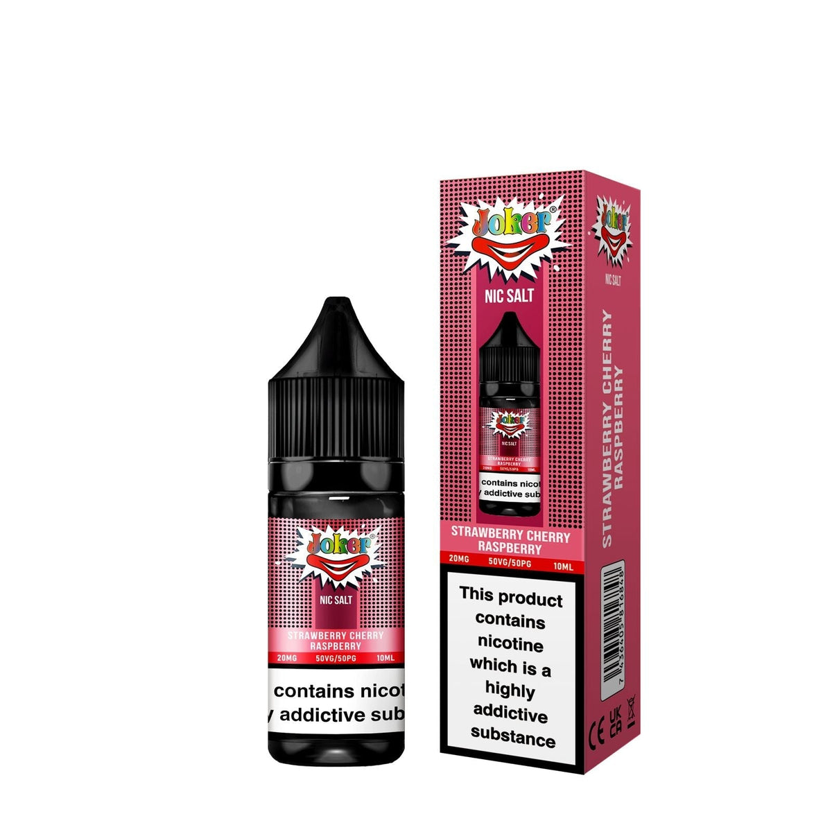 Joker Nic Salt 10ml E - liquids - Box of 10 Strawberry Cherry Raspberry