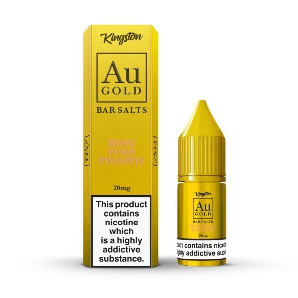 Kingston Au Gold Bar Salts 10ml E - liquids - Box of 10 Miami Peach Pineapple