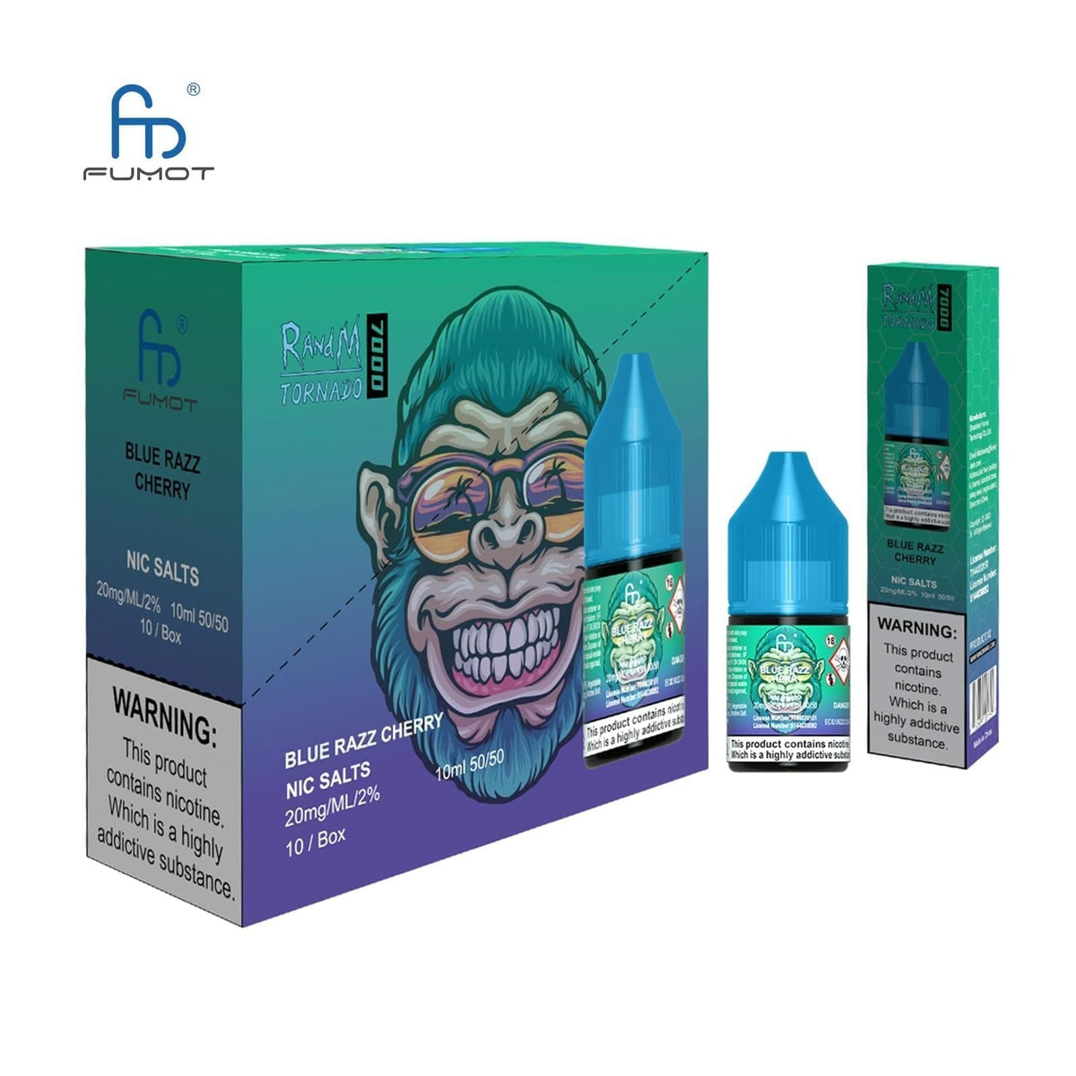 R and M 7000 Nic Salt 10ml - Box of 10 Blue Razz Cherry