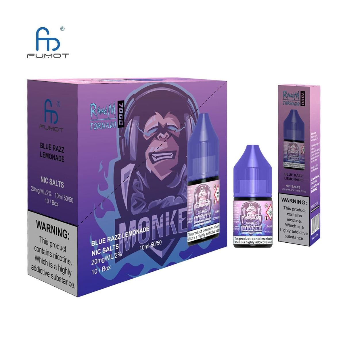 R and M 7000 Nic Salt 10ml - Box of 10 Blue Razz Lemonade