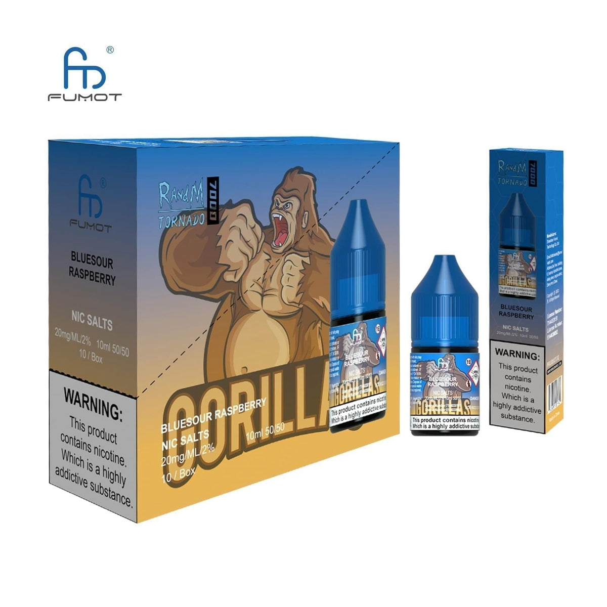 R and M 7000 Nic Salt 10ml - Box of 10 Blue Sour Raspberry