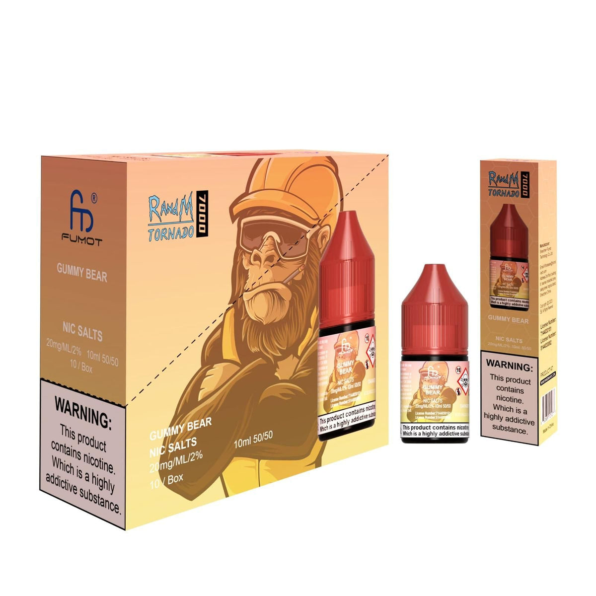R and M 7000 Nic Salt 10ml - Box of 10 Gummy Bear