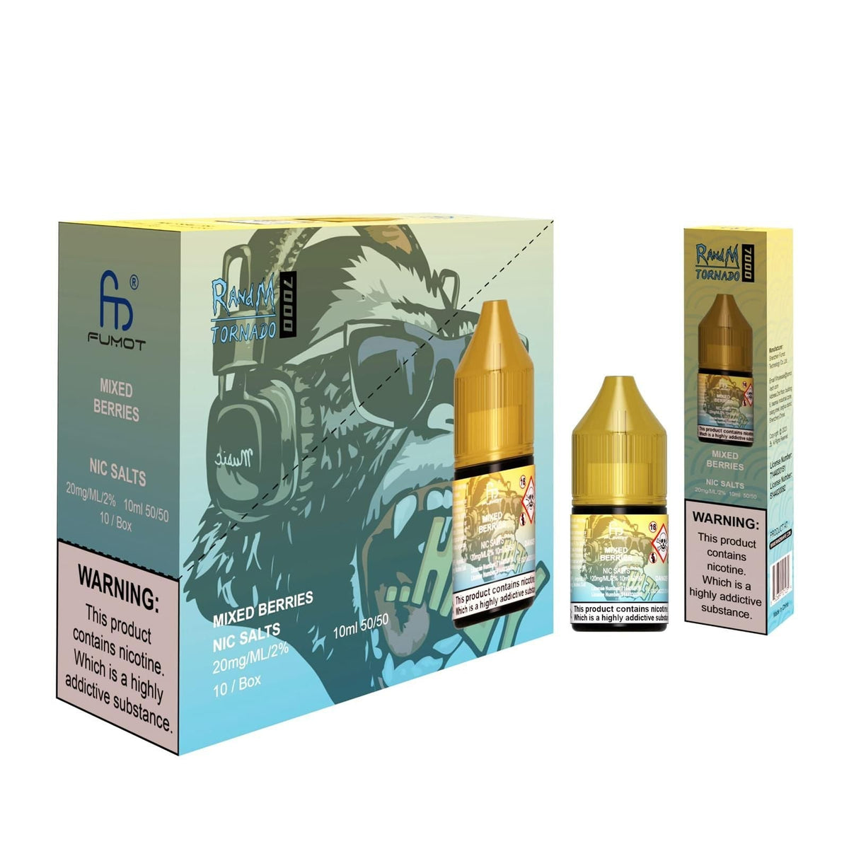 R and M 7000 Nic Salt 10ml - Box of 10 Mixed Berries