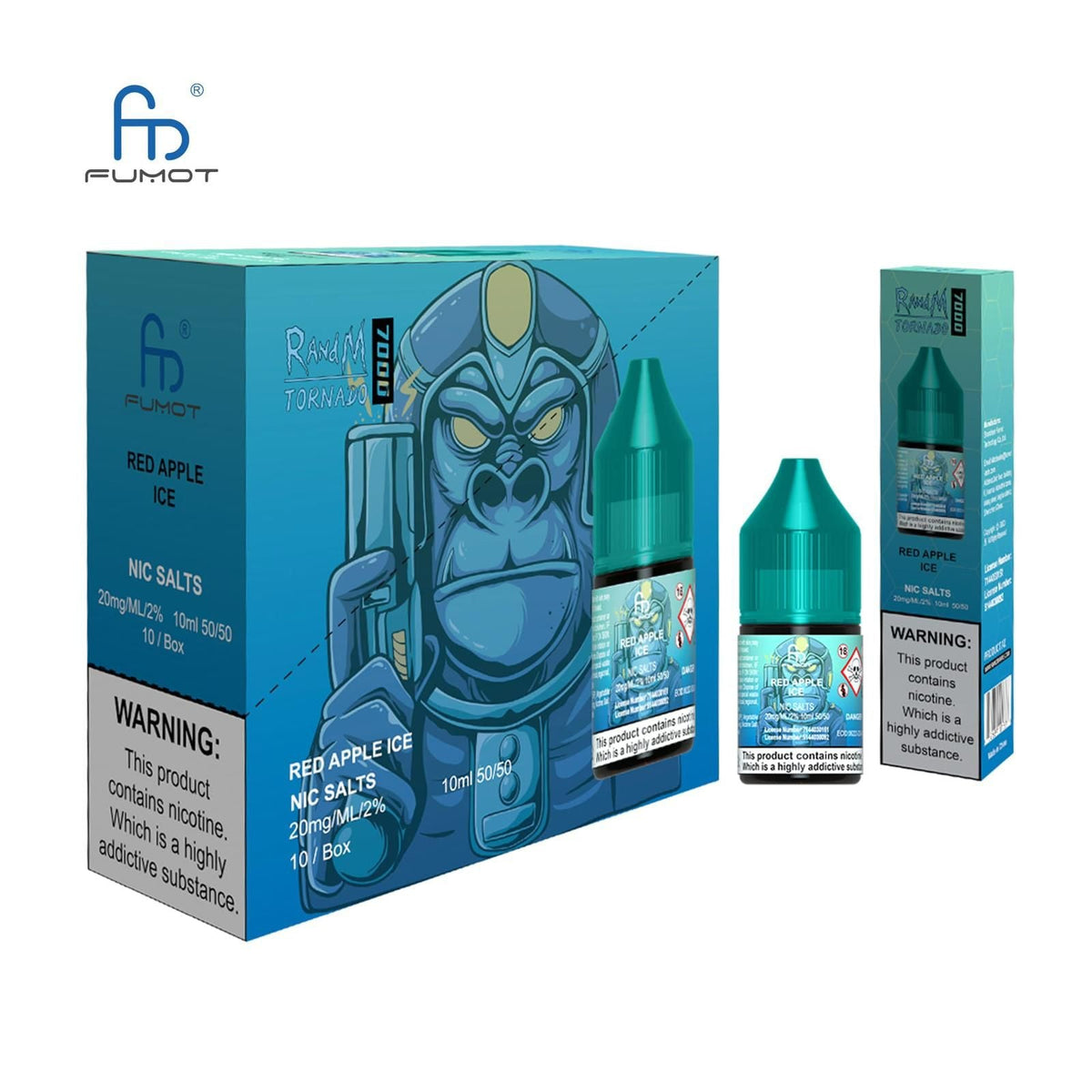 R and M 7000 Nic Salt 10ml - Box of 10 Red Apple Ice