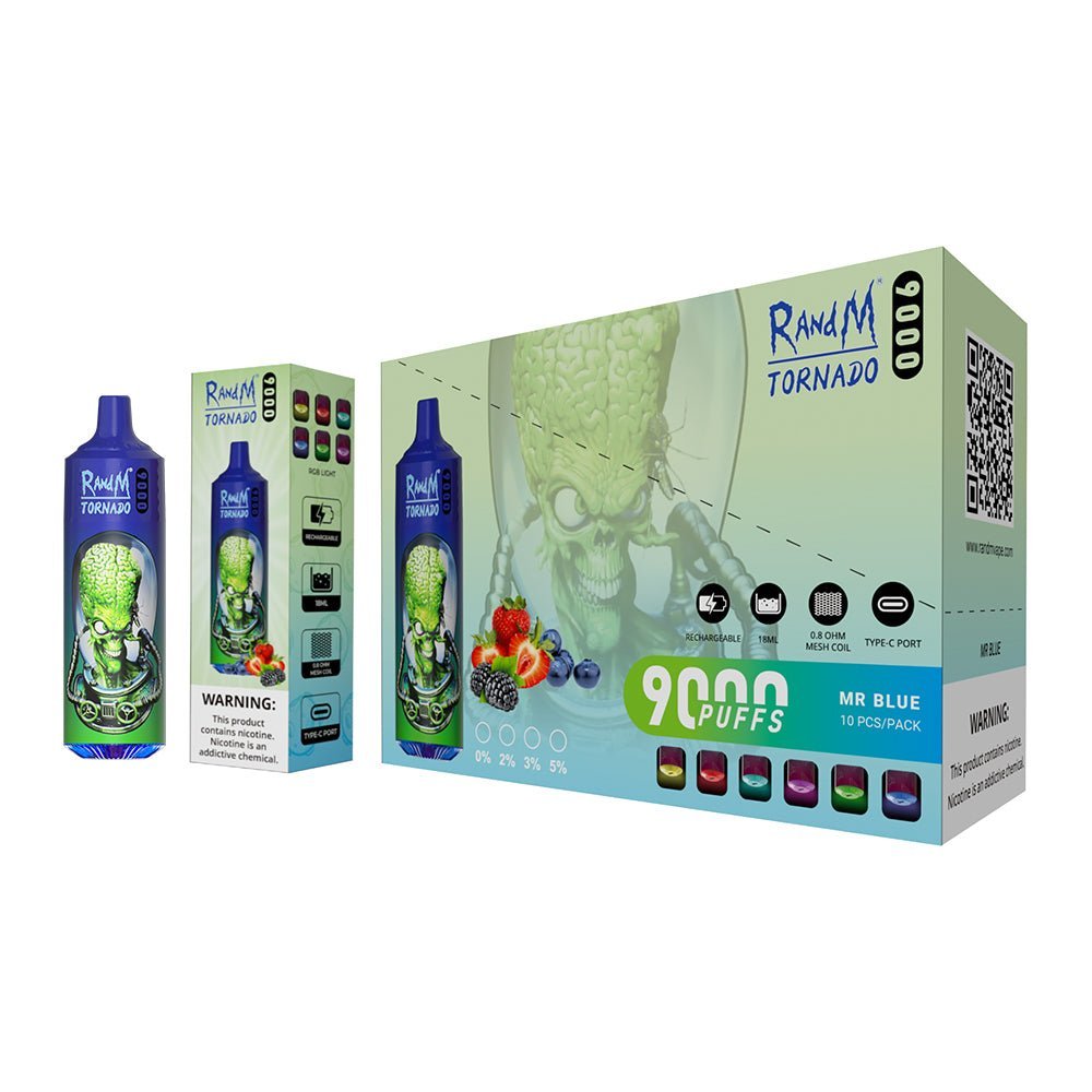 RAndM Tornado 9000 Puffs Disposable Vape (Pack of 10) - Bulk Vape Wholesale