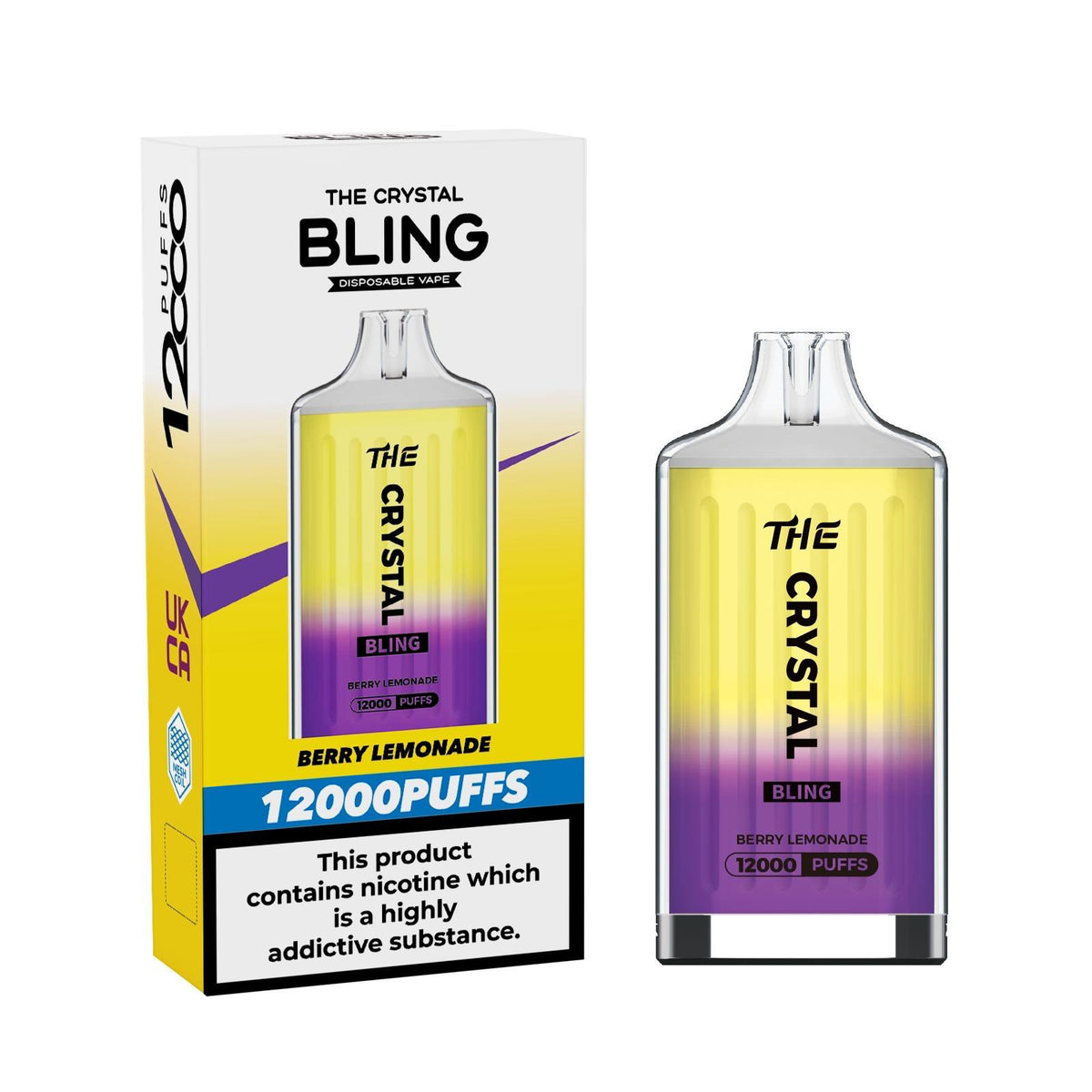 The Crystal Bling 12000 Puff Prefilled Pod Vape Pack of 5 Cool Mint