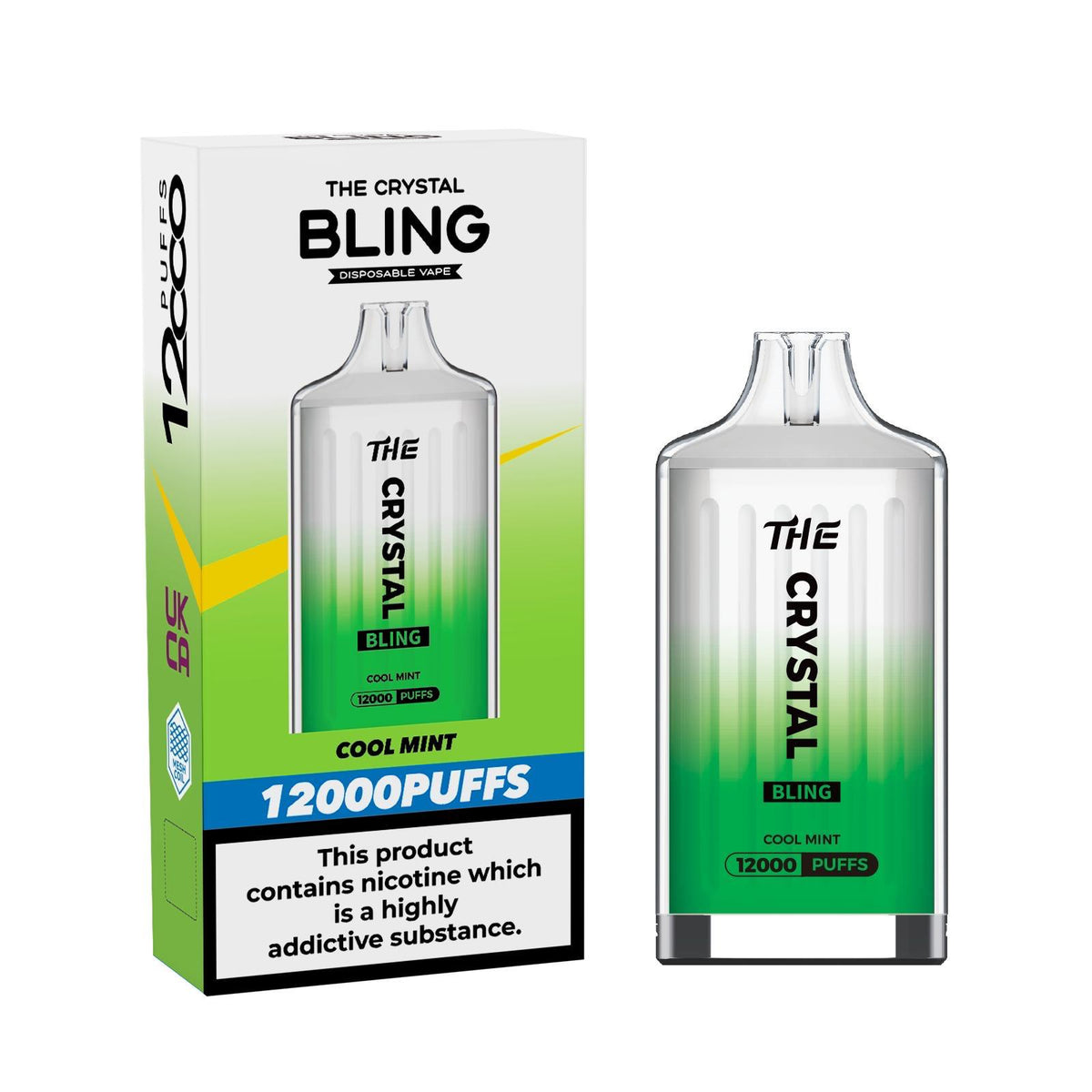 The Crystal Bling 12000 Puff Prefilled Pod Vape Pack of 5 Cool Mint
