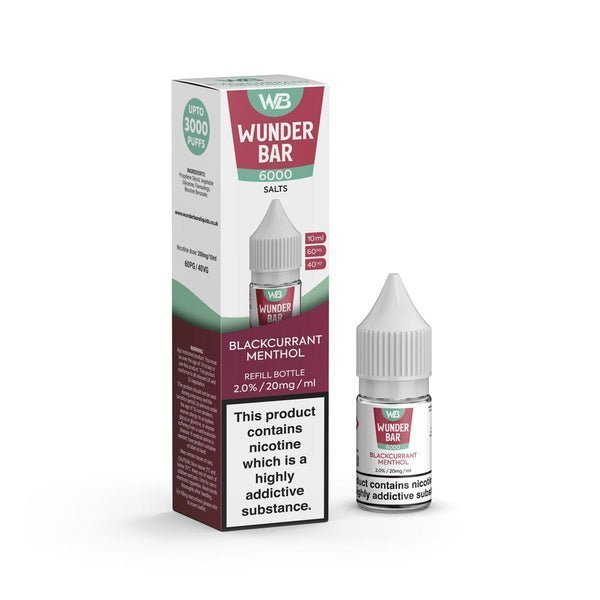 Wundar Bar 6000 Nic Salt 10ml - Box Of 10 Blackcurrant Menthol