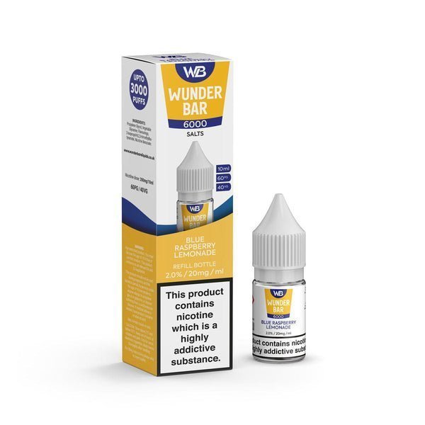 Wundar Bar 6000 Nic Salt 10ml - Box Of 10 Blue Raspberry Lemonade