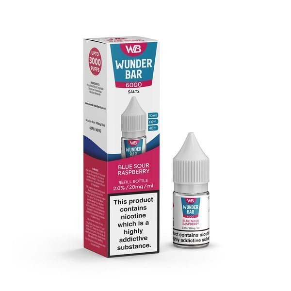 Wundar Bar 6000 Nic Salt 10ml - Box Of 10 Blue Sour Raspberry