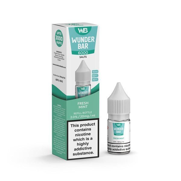 Wundar Bar 6000 Nic Salt 10ml - Box Of 10 Fresh Mint
