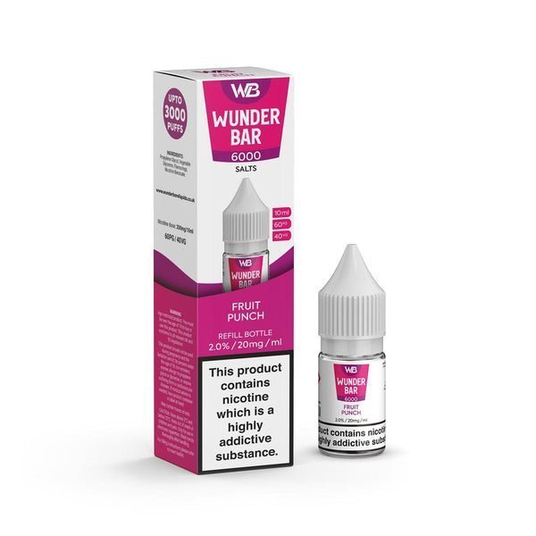 Wundar Bar 6000 Nic Salt 10ml - Box Of 10 Fruit Punch
