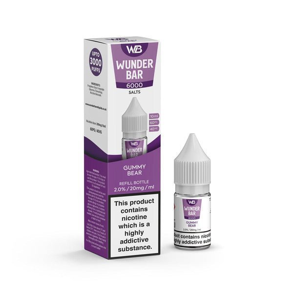 Wundar Bar 6000 Nic Salt 10ml - Box Of 10 Gummy Bear