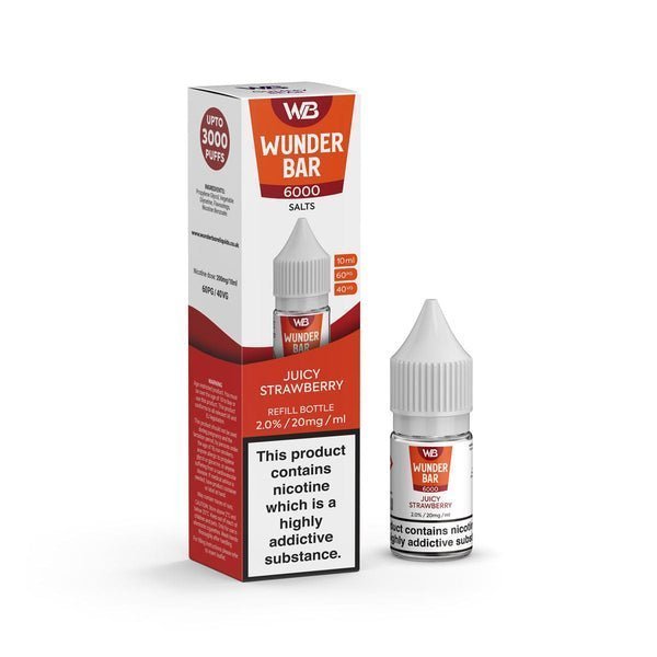 Wundar Bar 6000 Nic Salt 10ml - Box Of 10 Juicy Strawberry