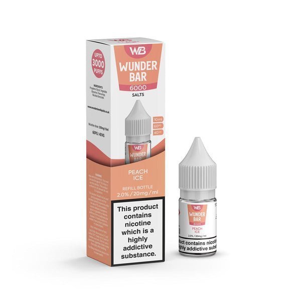Wundar Bar 6000 Nic Salt 10ml - Box Of 10 Peach Ice
