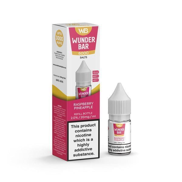 Wundar Bar 6000 Nic Salt 10ml - Box Of 10 Raspberry Pineapple